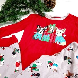 Jingles & Joy 2pc Dog Print Long Sleeve Top & Pant Pajama Set Size 8 Sleepwear